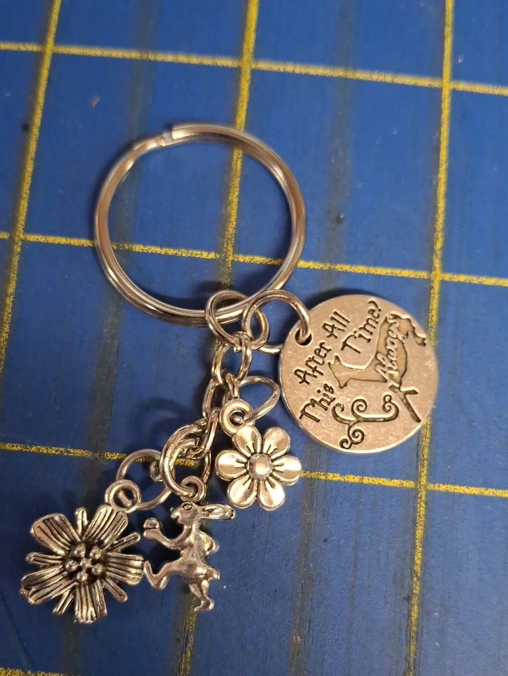 After All This Time Always Flower Rabbit Silver Keyring Purse Charm